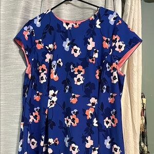 Floral Blue Dress with Pink Accents